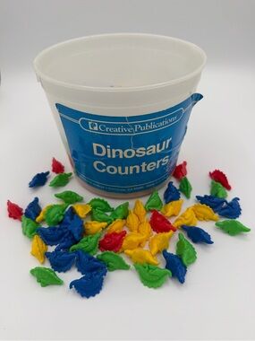 Vintage Dino Toys Dinosaur Counters Plastic Figures  Math Counting Manipulatives